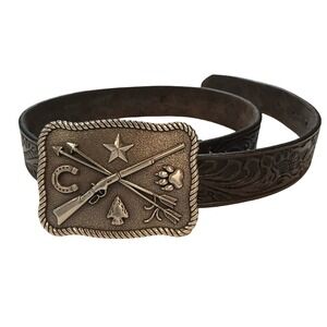 Kids Western Rodeo Leather Belt Tony Llama Silver Buckle Cowboy Kids Adjustable